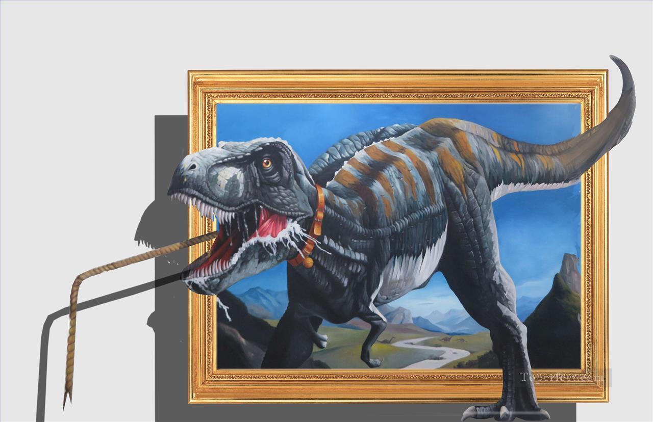 hunting dinosaur 3D Oil Paintings